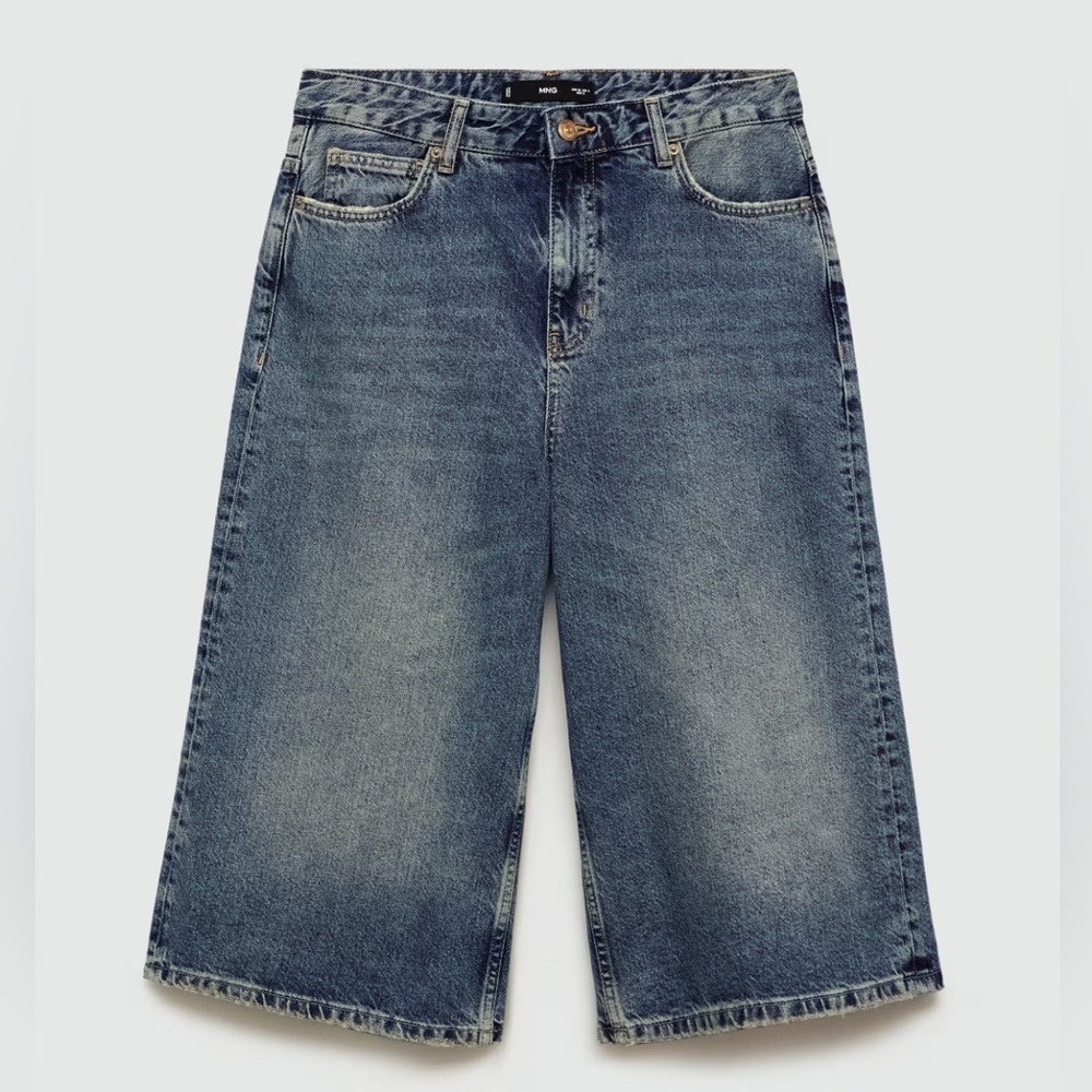 Mango Relaxed Fit denim Bermuda shorts